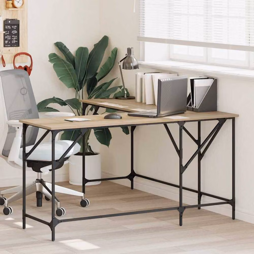 Berkfield Home Writing Desk in Sonoma Oak, Brown, W/D/H: 149 x 149 x 75 cm – 2