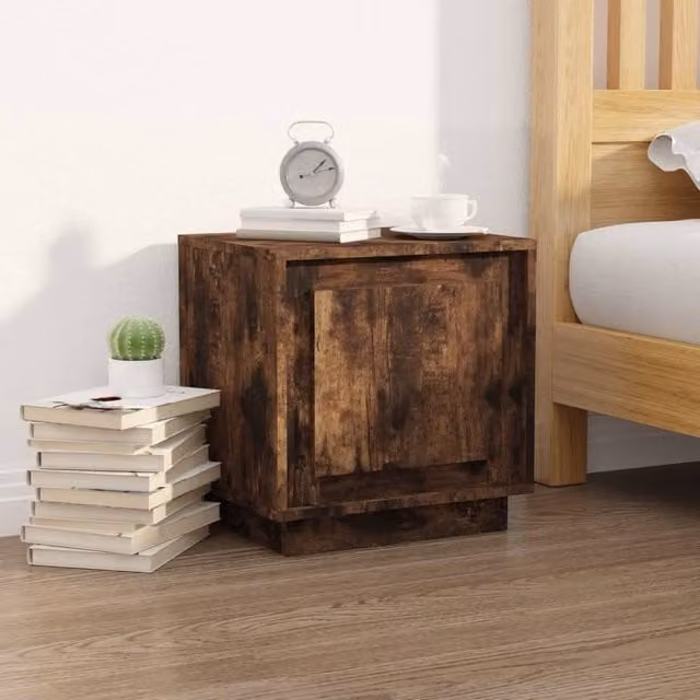 Berkfield Home Modern Bedside Cabinets, 2 Piece Set in Smoked Oak Brown, W/D/H: 44 x 35 x 45 cm