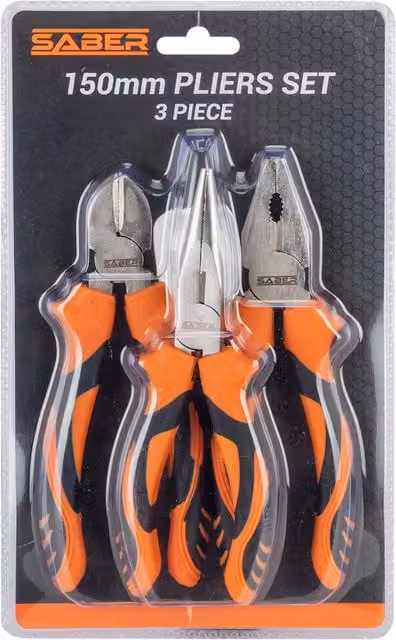 Saber 150mm Steel Combination Pliers Set in Orange