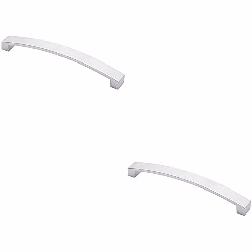 Loops 2 Pack Flat Curved Bow Pull Handles in Polished Chrome, W: 23.8 cm, H: 2.5 cm, Fixing Centres: 22.4 cm