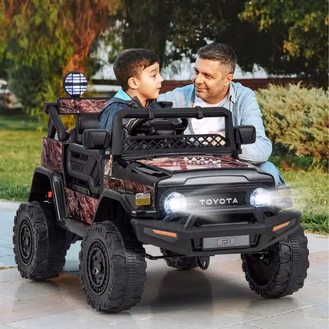 Costway Black Electric Ride On Toy Car with Brake and Rechargeable Battery