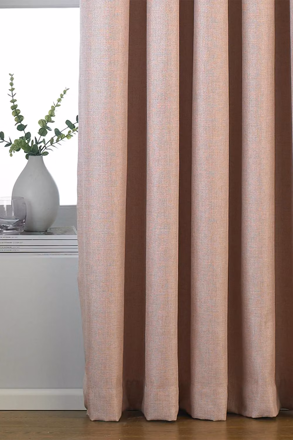 Paoletti Atlantic Twill Woven Eyelet Curtains in Pink, Width: 168 cm, Drop: 183 cm – 2