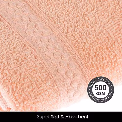 HOMESCAPES Peach Turkish Cotton Hand Towel, Super Soft and Absorbent, 500 GSM – 2