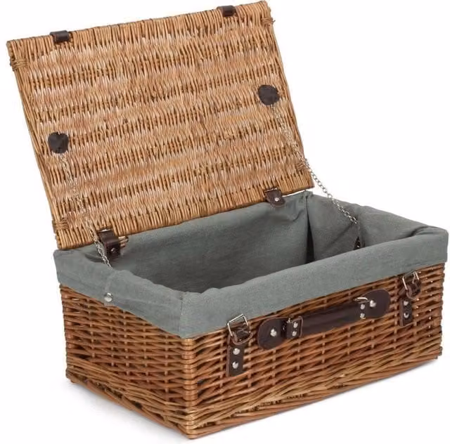 Red Hamper Double Steamed Picnic Basket with Grey Lining, W: 46 cm – 1
