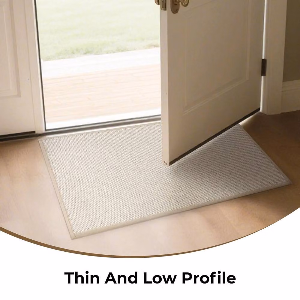 VOGREX Washable Non-Slip Round Rubber Door Mat Runner in Beige, Diameter: 100 cm – 3