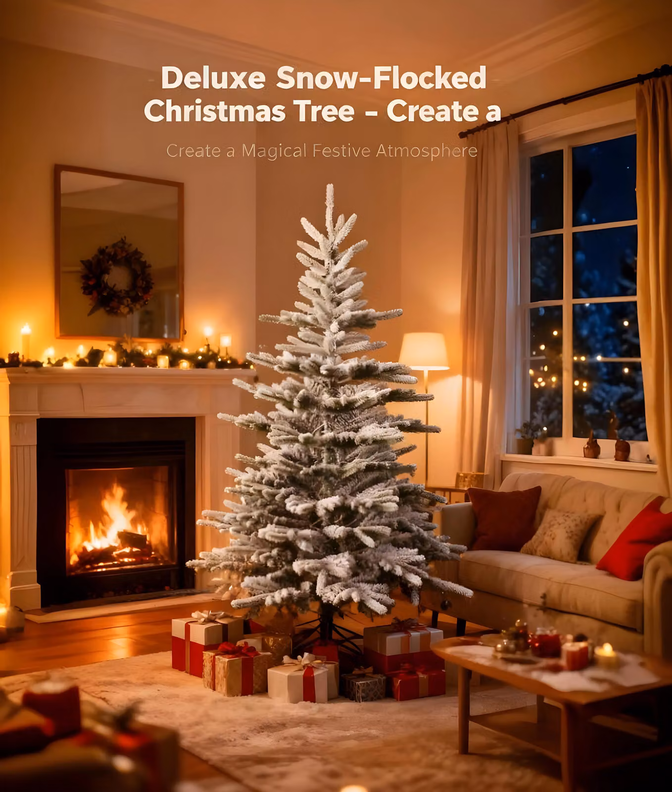 Shatchi 7ft Californian Pine Snow Covered Green Tips Bushy Artificial Christmas Tree in White – 2