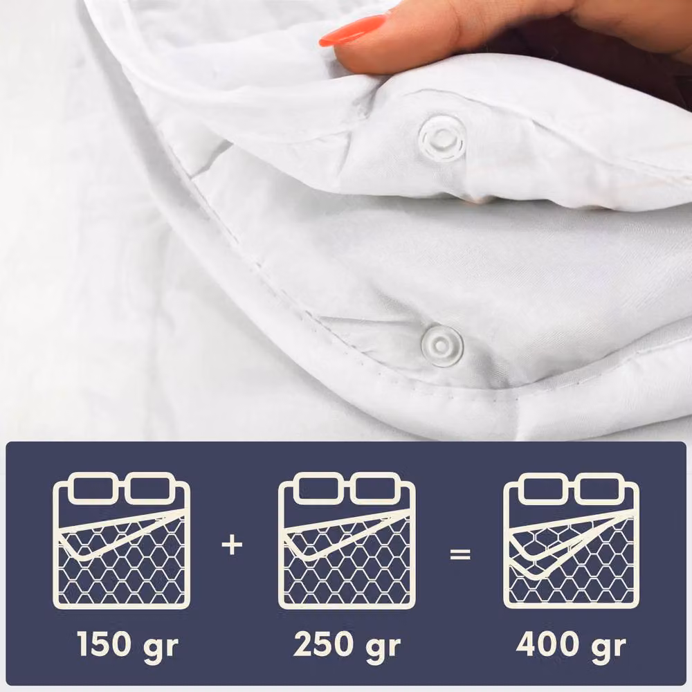 The White Stone 4 Season Duvet Set with Clips, White, W/D/H: 210 x 260 cm – 3