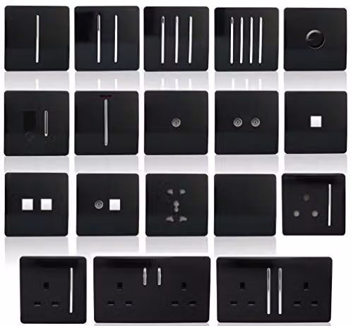 Trendi 4 Gang 2 Way Screwless Raised Front Quad Electrical Wall Light Switch in Piano Black and Chrome – 4