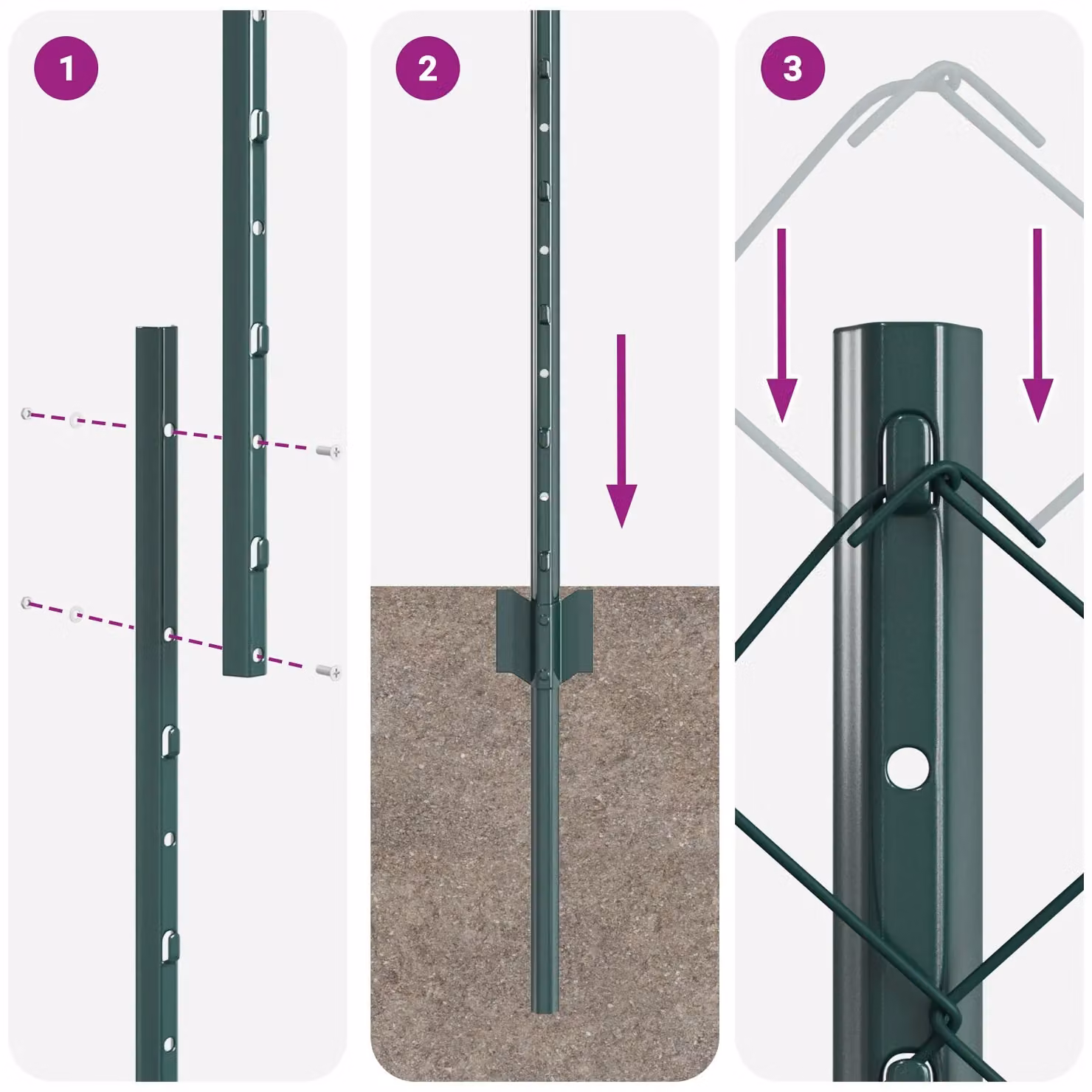 Berkfield Home Green PVC-Coated Steel Chain Link Fence with 10 In-Ground U-Profile Posts, W: 10 m, H: 1.6 m – 6