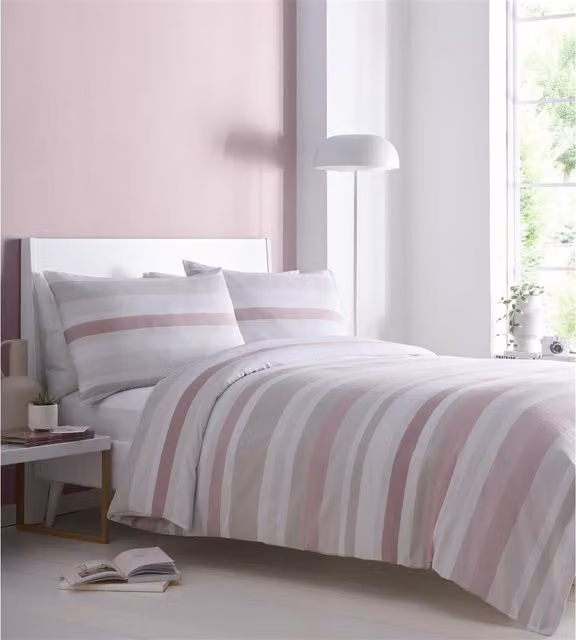 Portfolio Living Modern Striped Duvet Cover Set in Pink, 180 x 200 cm