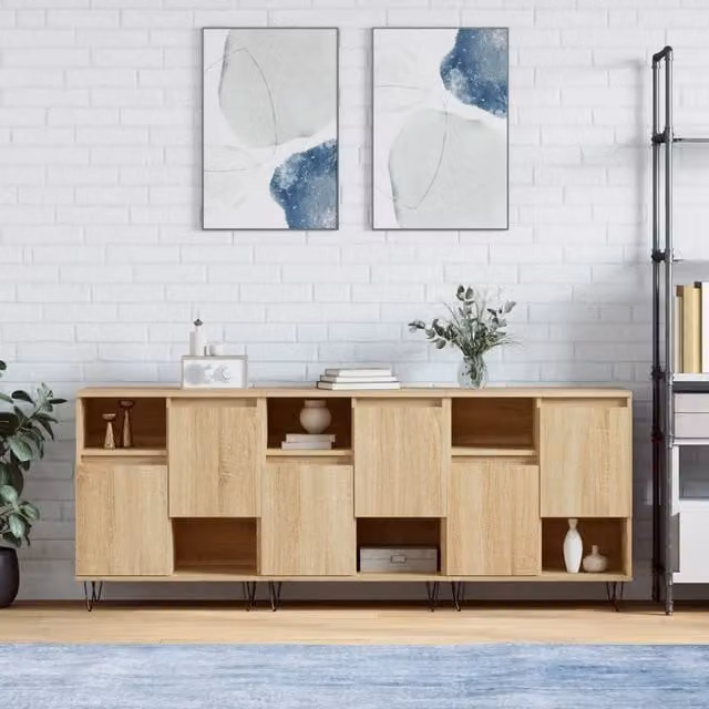 Berkfield Home 3-Piece Sonoma Oak Sideboard Set in Brown – 1