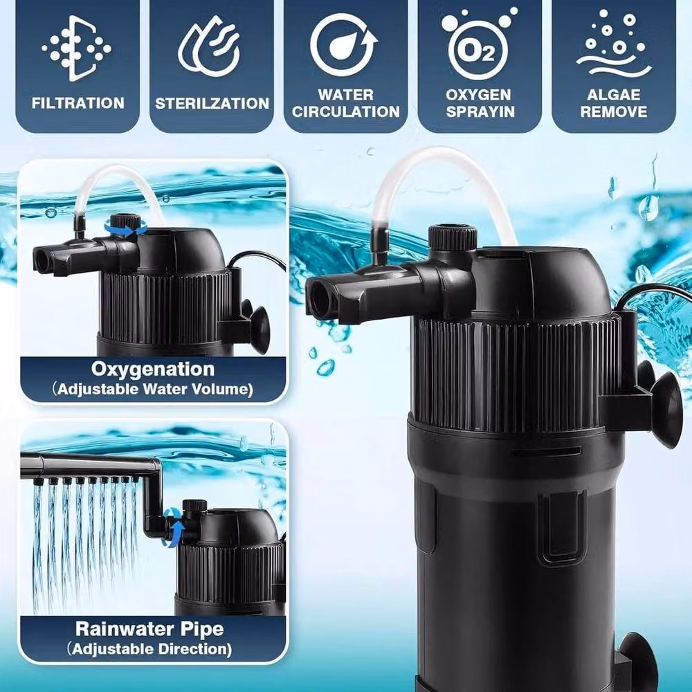 FLAVORA 5 in 1 Aquarium Fish Tank Internal Filter, Black, 110 cm – 4
