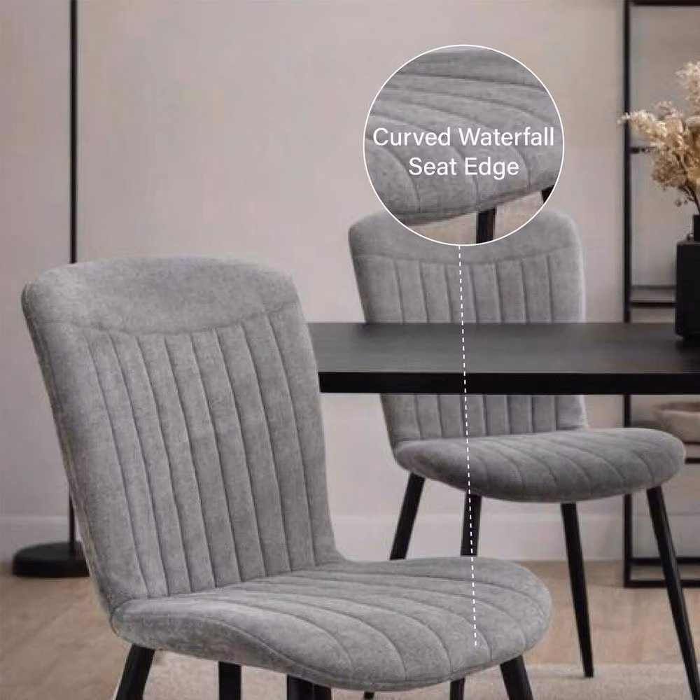 FWStyle Willow Oak Dining Table and 4 Grey Dining Chairs Set, W: 140 cm, D: 80 cm, H: 75 cm – 3