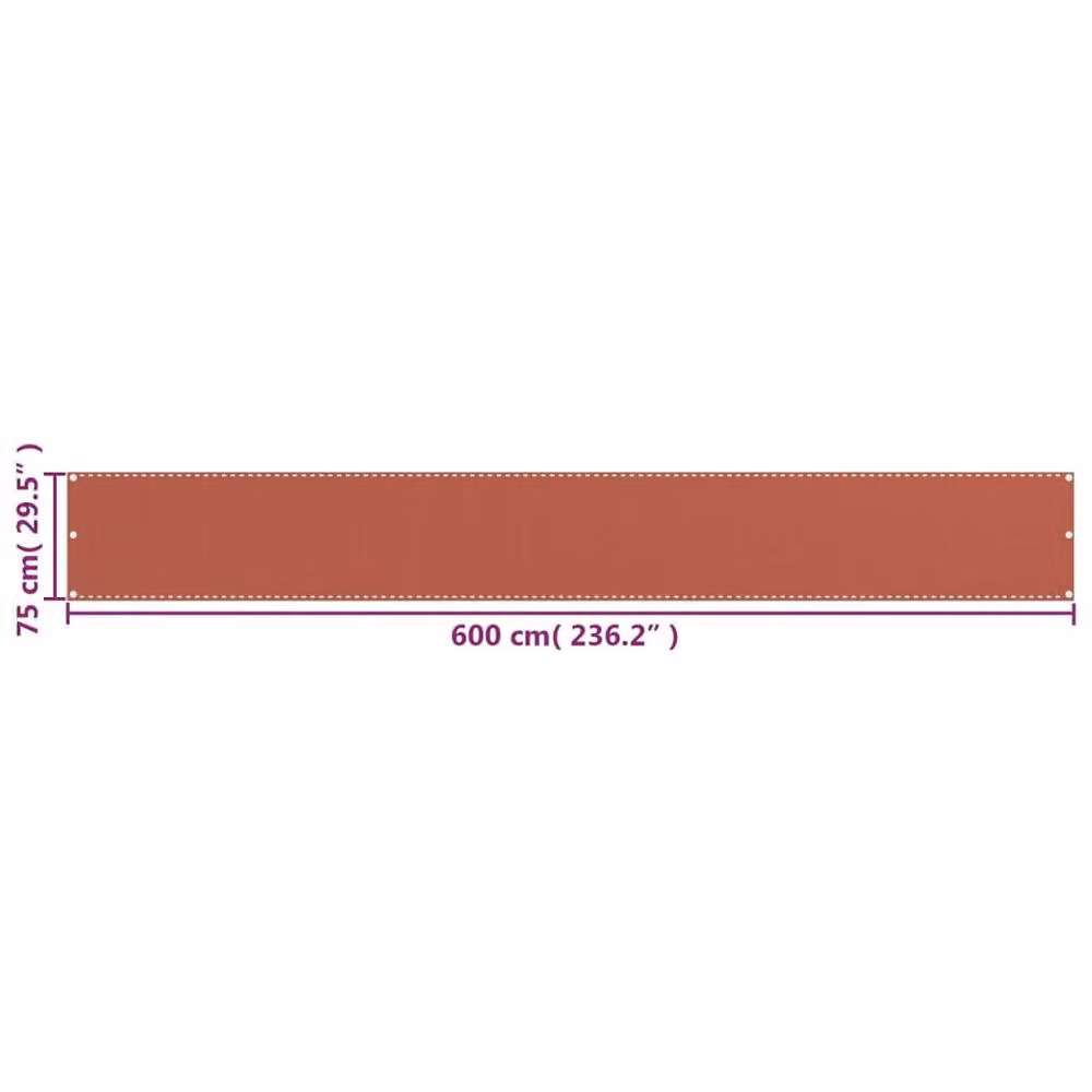 Berkfield Home Fabric Balcony Screen in Terracotta, W: 75 cm, L: 600 cm – 2