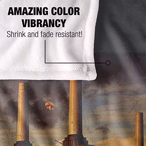 LOGOVISION Pink Floyd Faded Animals Super Soft Fleece Throw Blanket, White, W/D/H: 152 x 127 cm – 3