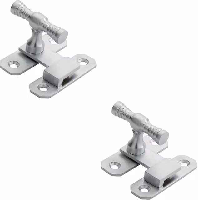 Loops 2x Window T Handle Fastener Cabinet Door Lock in Satin Chrome, 57 x 19 mm