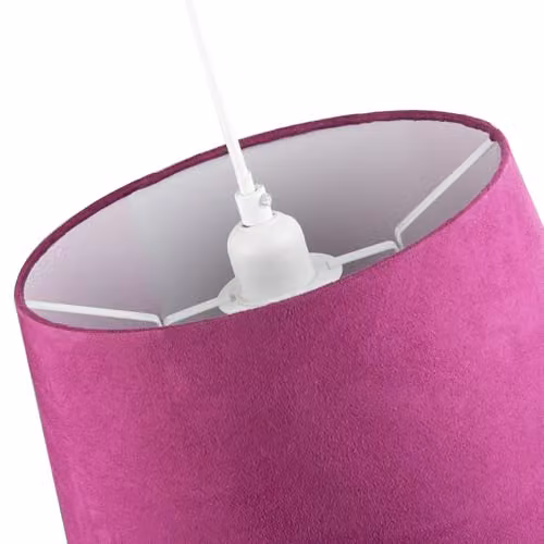 Happy Homewares Pink Velvet Fabric Drum Lamp Shade with White Lining, W/D/H: 30 x 20 x 30 cm – 3