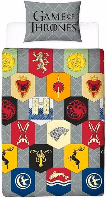 Game of Thrones House of the Dragon Reversible Single Duvet Set and Pillowcase, Multicolour Polyester