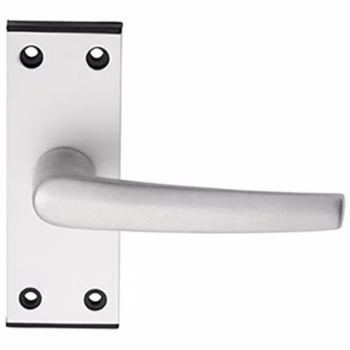 Loops Pair of Straight Lever on Latch Backplate Door Handles in Brushed Silver Aluminium, 102 x 38 mm