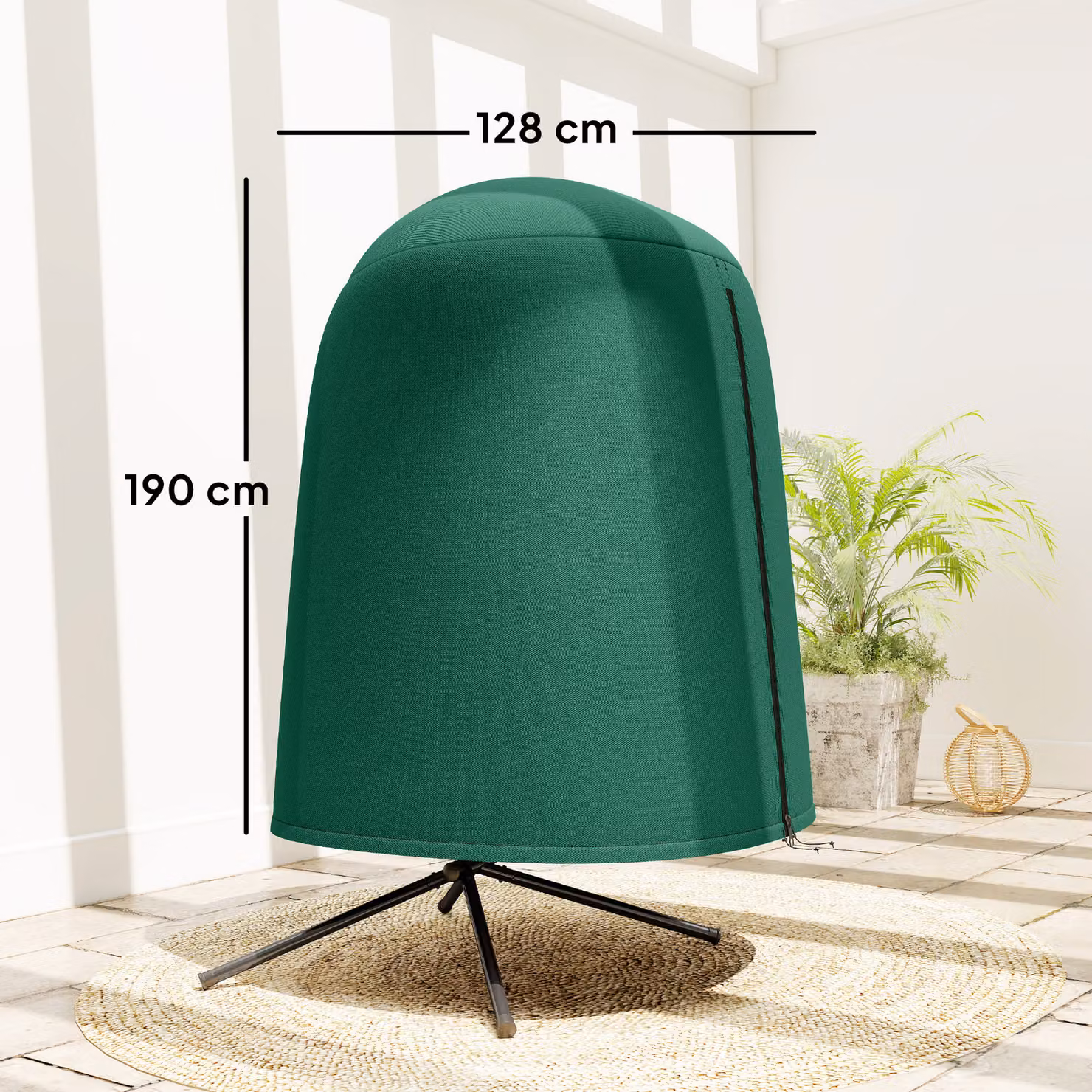Outsunny Green Hanging Egg Chair Furniture Cover with Oxford Fabric and Zip, H: 190 cm, Φ: 128 cm – 3