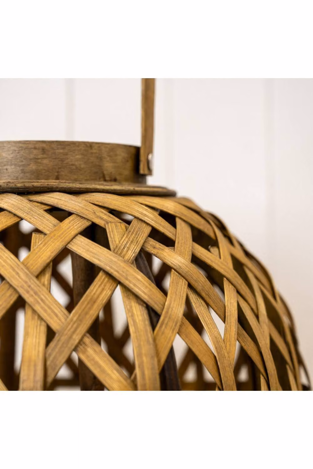 KDMD Medium Oval Bamboo Tabletop Lantern with Glass Insert, Brown – 2
