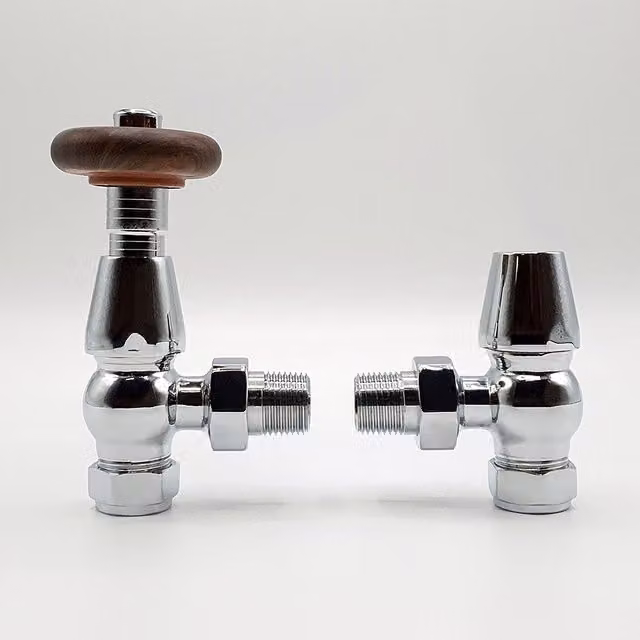 Lux Heat Angled Chrome Thermostatic Traditional Brass Valve Set