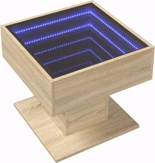 Berkfield Home Decorative LED Coffee Table in Sonoma Oak and Brown, W/D/H: 50 x 50 x 45 cm – 1
