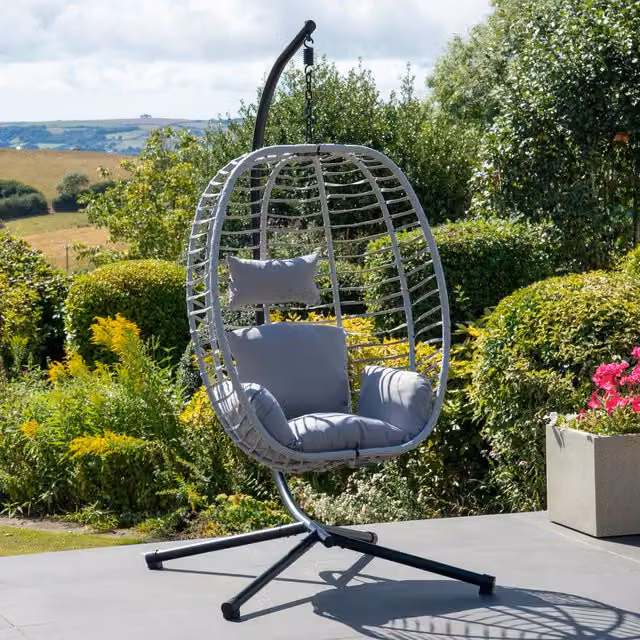Artemis Home Wilton Hanging Single Egg Pod Swing Chair in Light Grey