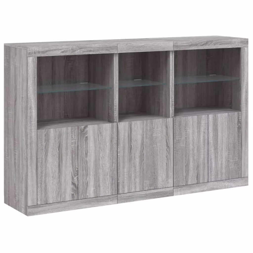 Berkfield Home Modern Grey Sonoma Sideboard with Integrated LED Lights W/D/H: 162 x 37 x 100 cm – 3