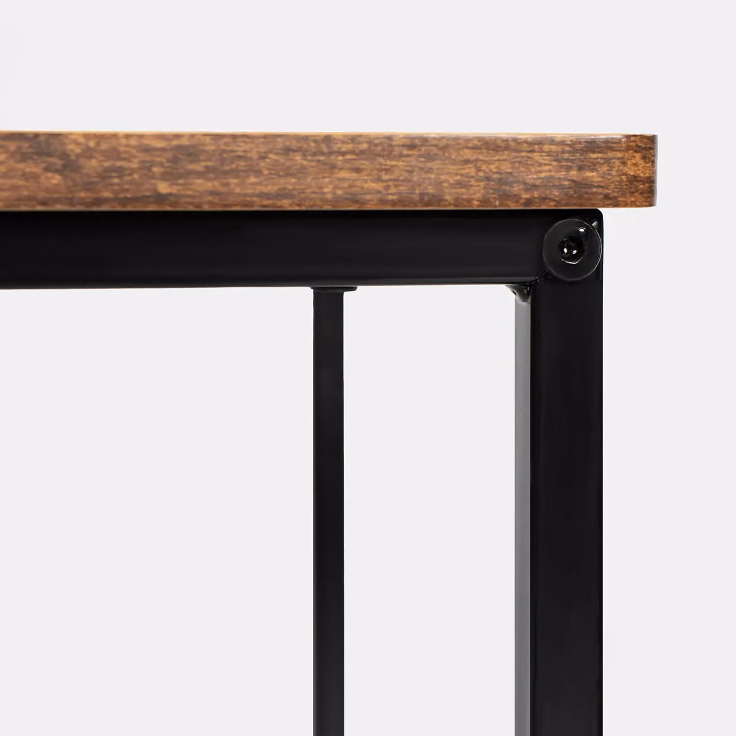 OHS C-Shaped Side Table in Dark Brown Wood Effect with Metal Frame – 6