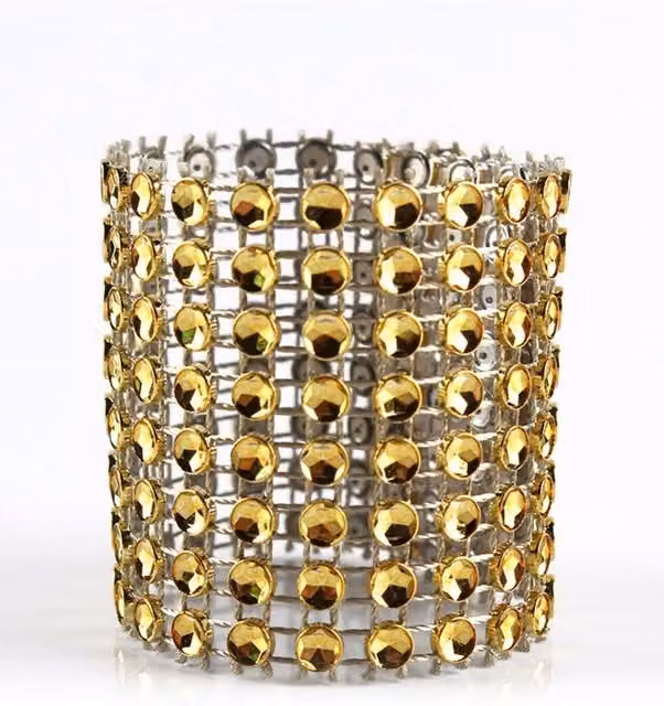 Neel Blue Set of 10 Gold Stripe Buckle Napkin Ring Holders for Table Decoration, W: 13 cm, H: 4 cm, D: 4 cm