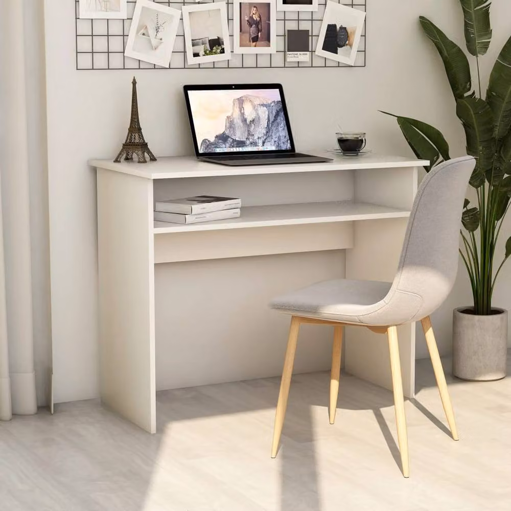 Berkfield Home Modern White Writing Desk in Engineered Wood, W/D/H: 90 x 50 x 74 cm – 2