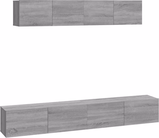 Berkfield Home 4 Piece Grey Sonoma TV Cabinet Set with Lowboard and Wall Mounted Units