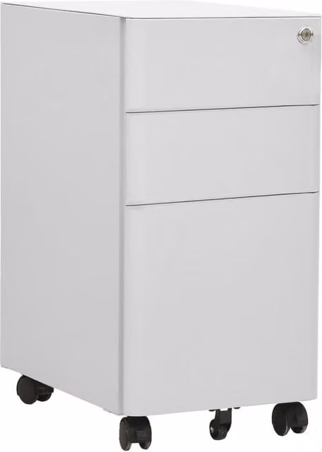 Berkfield Home Mobile File Cabinet in Light Grey Steel, W/D/H: 30 x 45 x 59 cm