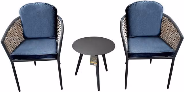 SHG Bolingbroke 2 Seat Aluminium Coffee Table Set in Dark Grey Wicker Rattan
