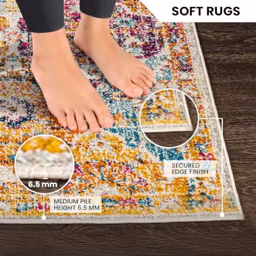 Livabliss Harput-Vintage Boho Oriental Rug in Orange, Beige and Multicolour, W: 100 cm, L: 150 cm – 9