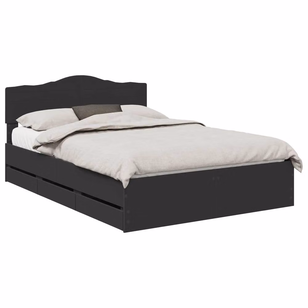 Berkfield Home Modern Bed Frame with Drawers in Black, W/D/H: 160 x 200 cm, Engineered Wood – 2