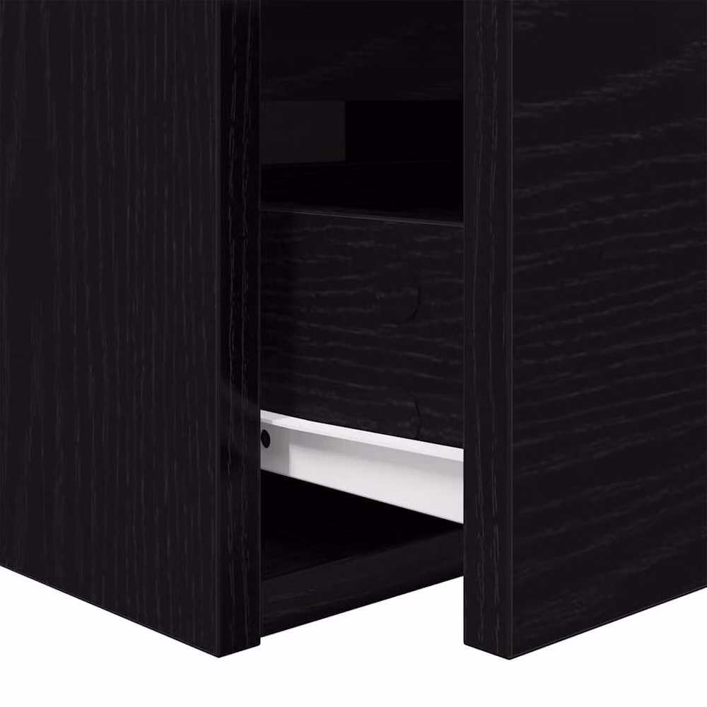 Berkfield Home Set of 2 Wall-mounted Bedside Cabinets in Black Oak, W/D/H: 38 x 34 x 40 cm – 7