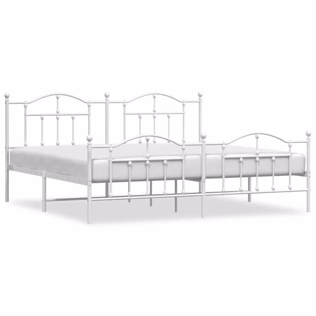 Berkfield Home Metal Bed Frame with Headboard and Footboard, White, 200 x 200 cm – 2