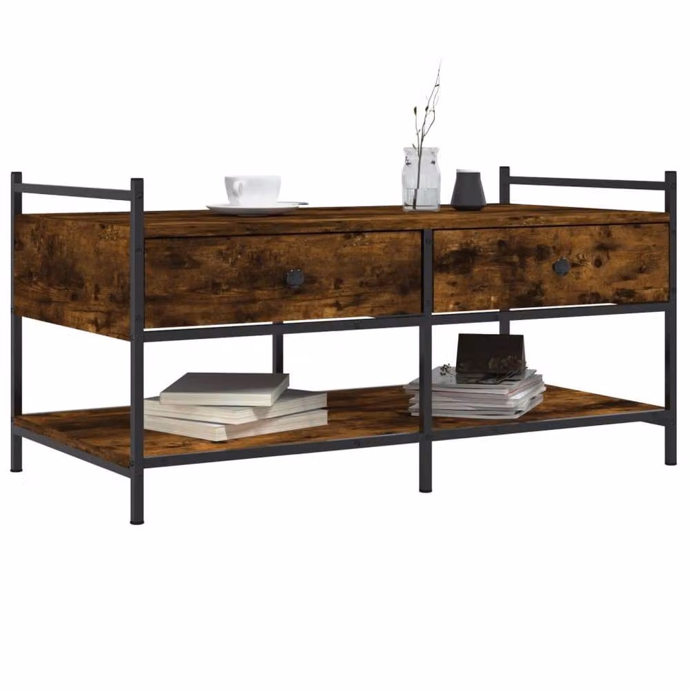 Berkfield Home Smoked Oak Coffee Table in Brown, W/D/H: 99 x 50 x 50 cm – 3