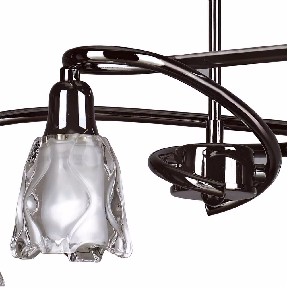 Netlighting Amel 4 Light Telescopic Convertible Ceiling Light in Black Chrome with Glass Shade and GU10 Compatibility – 3