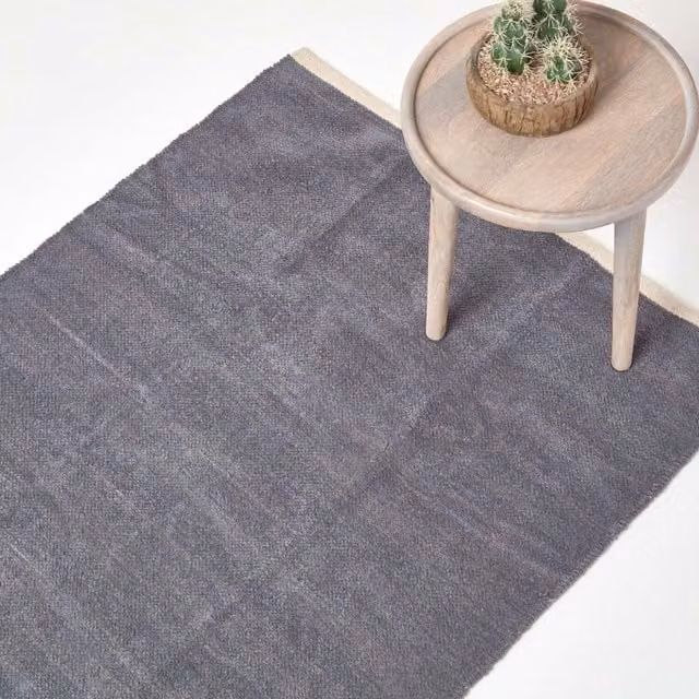 Homescapes Plain Grey Chenille Woven Rug, W/D/H: 100 x 200 cm