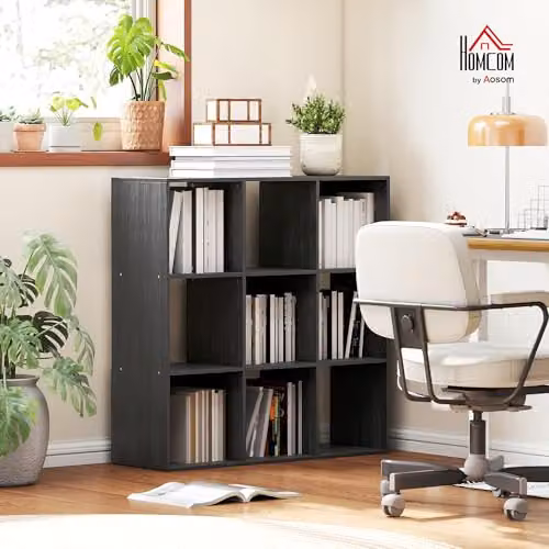 HOMCOM Modern 9 Cube Storage Unit Cabinet and Bookcase in Black – 2