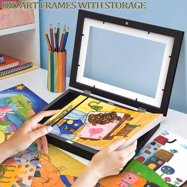 NESTLUNE Black Square Artwork Display Photo Frame for 150 A4 Pictures, W 100 cm x H 100 cm