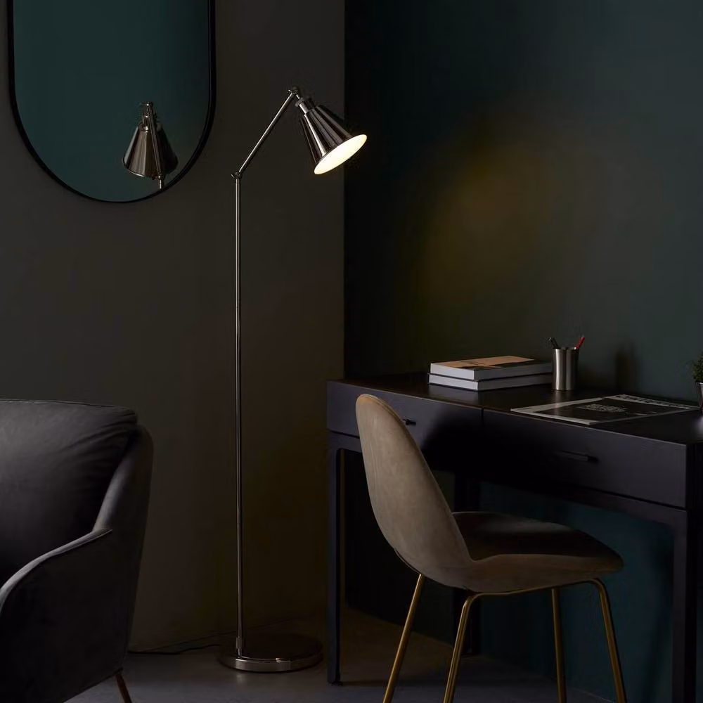 Netlighting Hal Adjustable Task Floor Lamp in Grey with Silver Metal Finish, E27 – 2