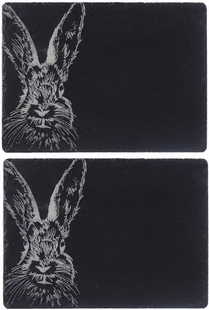 Selbrae House Set of 2 Rectangular Slate Place Mats in Dark Grey