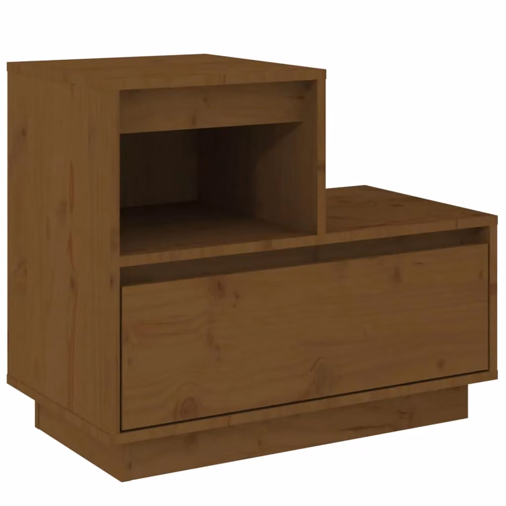 Berkfield Home Set of 2 Rustic Solid Wood Pine Bedside Cabinets, Honey Brown, W: 60 cm, D: 34 cm, H: 51 cm – 3