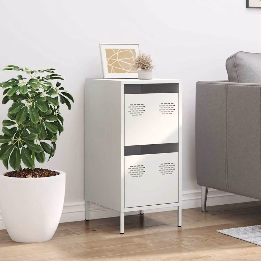 Berkfield Home White Matt Metal Sideboard, W/D/H: 35 x 39 x 73.5 cm – 2
