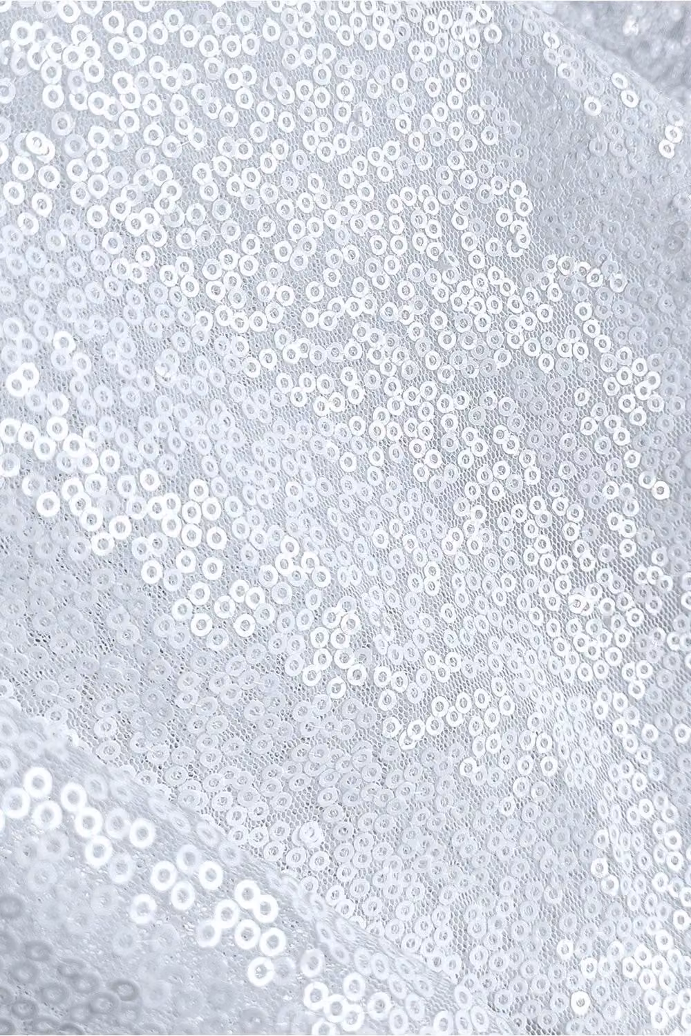 Neel Blue 70 Inch Round Sequin Tablecloth in White and Blue