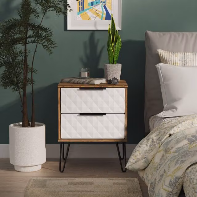 2 U Islay Ready Assembled 2 Drawer Bedside Table in White, Small – 1